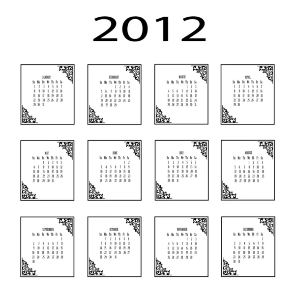 Šablona kalendáře 2012 s vintage prvky — Stockový vektor