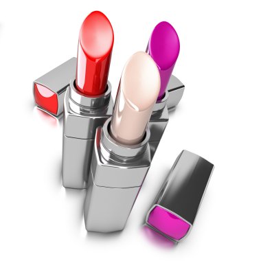 Three lipsticks over white clipart