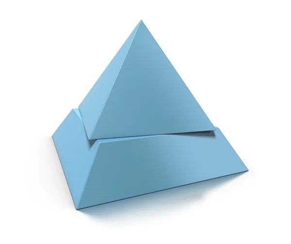 Pirámide 3d, dos niveles sobre fondo blanco — Foto de Stock