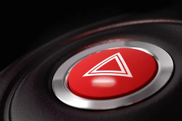 Botão de aviso pressionado dentro de um carro — Fotografia de Stock