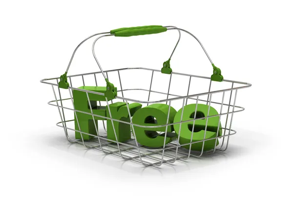 Frete grátis - verde eco friendly cesta sobre branco — Fotografia de Stock