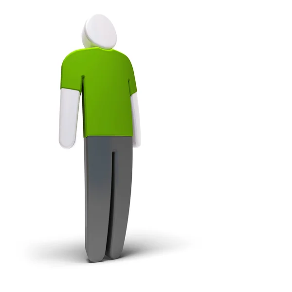 Simple 3d character standing over white — Stock Photo, Image