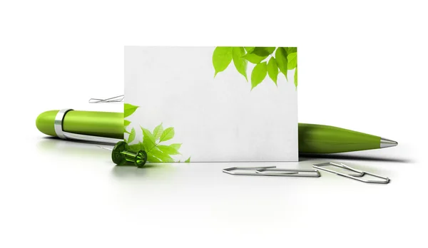 Green business contact card — Stock Photo, Image