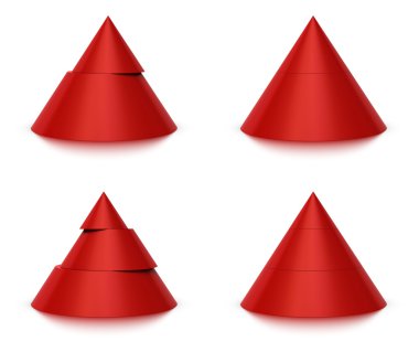 3d conical shape sliced, 2 or 3 levels clipart