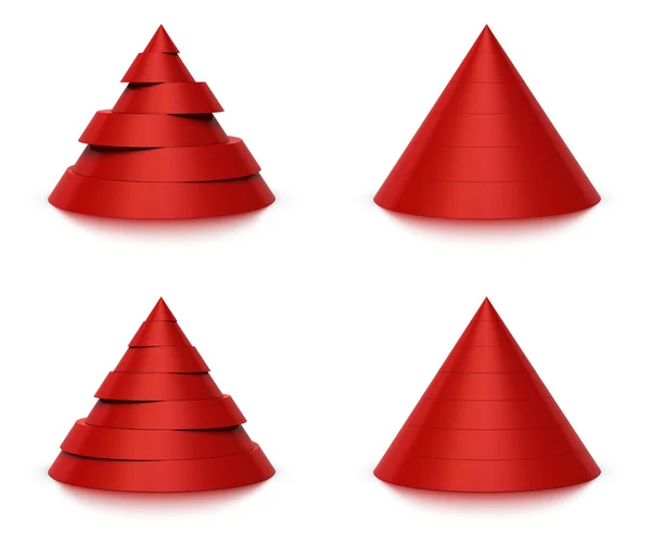 3D konische Form in Scheiben geschnitten, 6 oder 7 Ebenen — Stockfoto