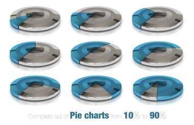 Business statistics, pie charts set over white clipart