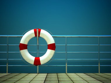 3d life ring and on safety barriers at sea clipart