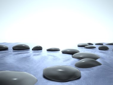 Zen stones in water, blue sky clipart