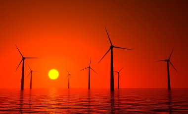 Deniz enerji üreten 3d Rüzgar türbinleri