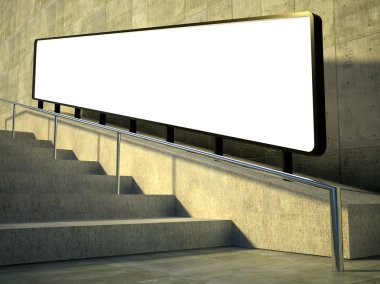 3D boş sokak reklam Pano, merdiven