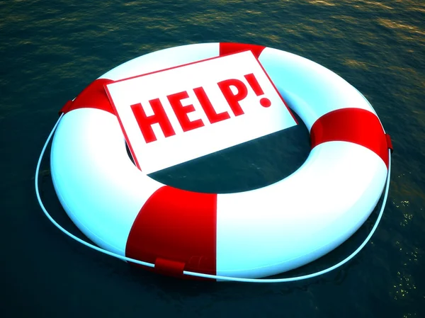 3d life ring floating on water as a help symbol — Stock Photo, Image