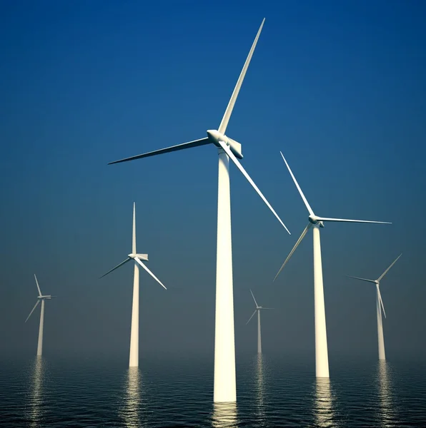 3D-Windturbinen zur Energieerzeugung im Meer — Stockfoto
