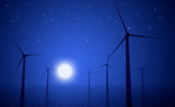 Трехмерные ветряные турбины производят энергию в море — стоковое фото