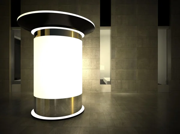 3D reklam boş sütun geceleri — Stok fotoğraf