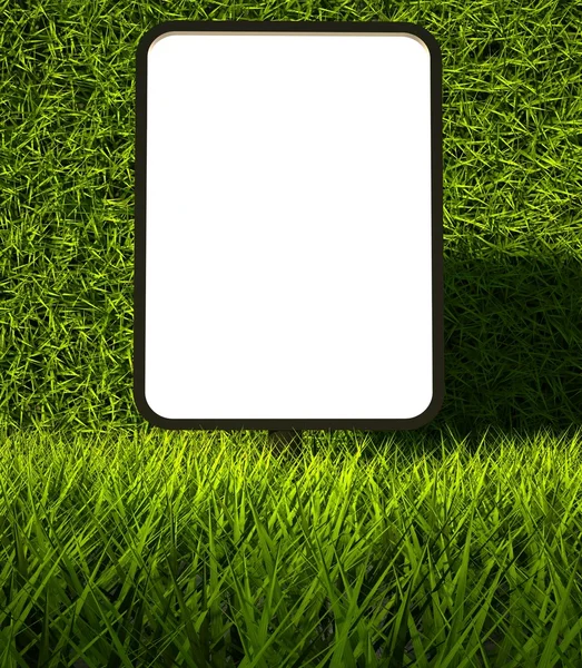 3d verde textura grama, publicidade em branco outdoor — Fotografia de Stock