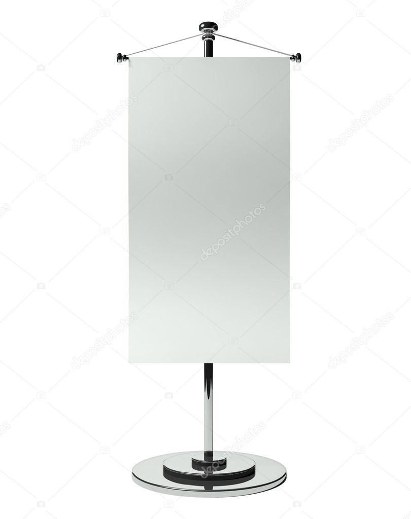 3d blank table flag isolated on white