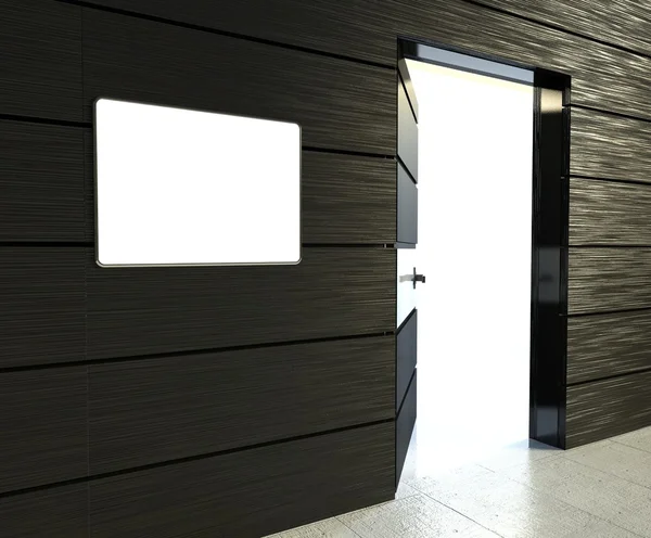 3d 空框架和打开的门 — 图库照片