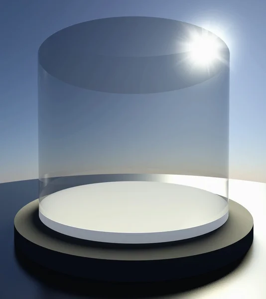 Vitrine de vidro vazio, espaço de exposição 3d — Fotografia de Stock