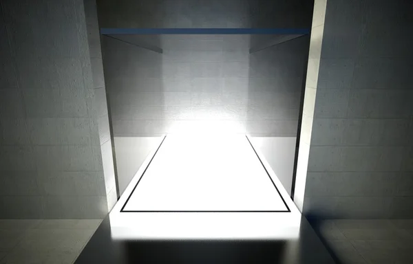 Vetrina di vetro vuota, spazio espositivo 3d — Foto Stock