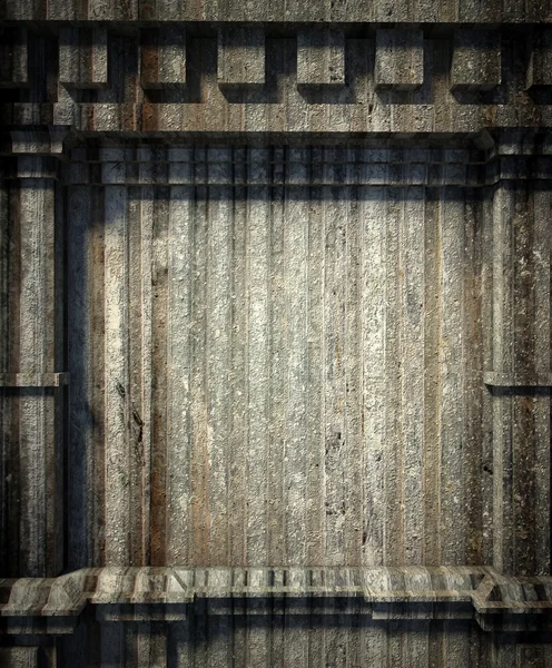 3d muro di metallo, antico sfondo architettura — Foto Stock