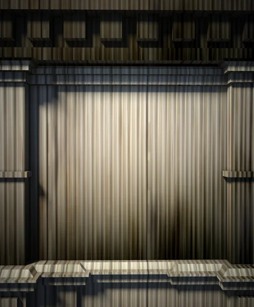3D металлическая стена, антикварный архитектурный фон — стоковое фото