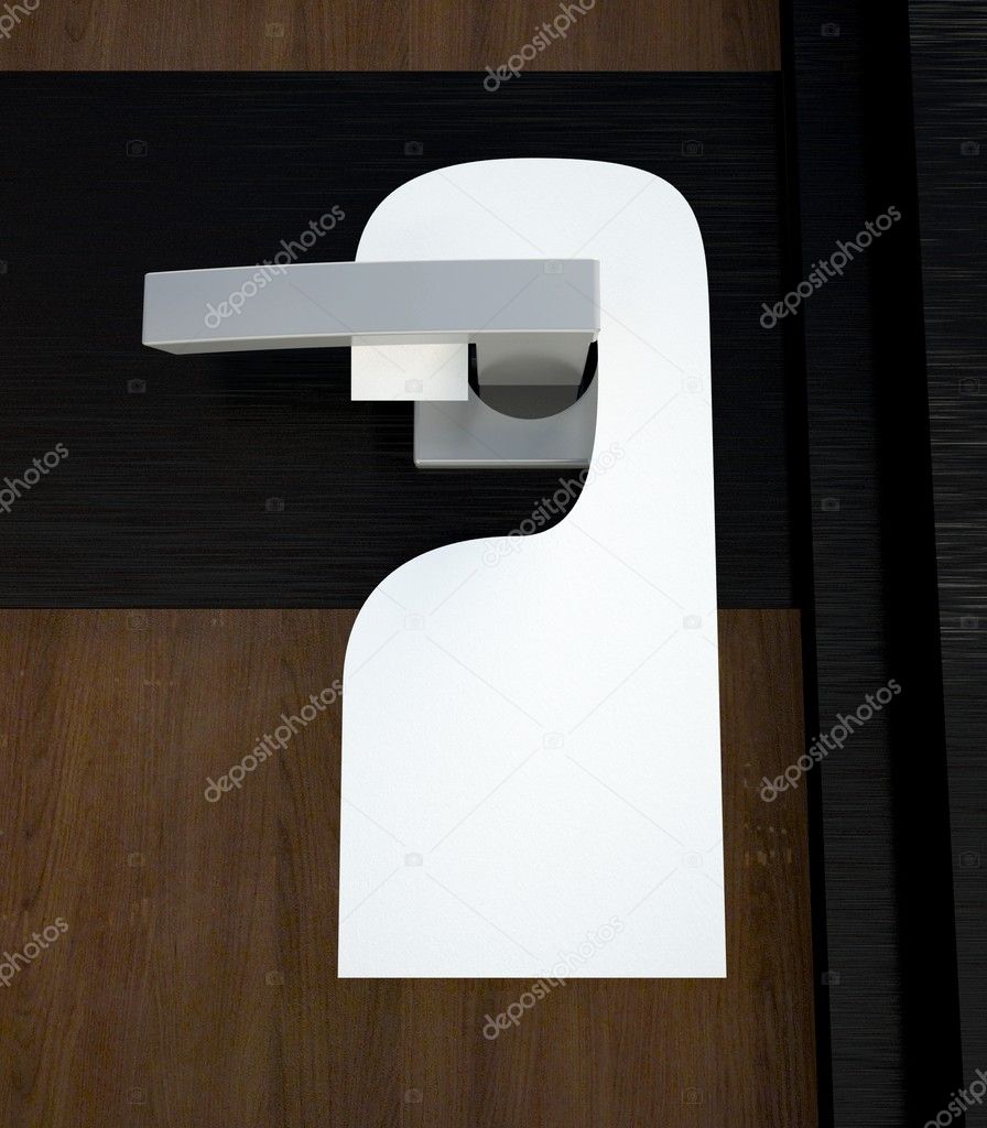 3d blank sign on door handle