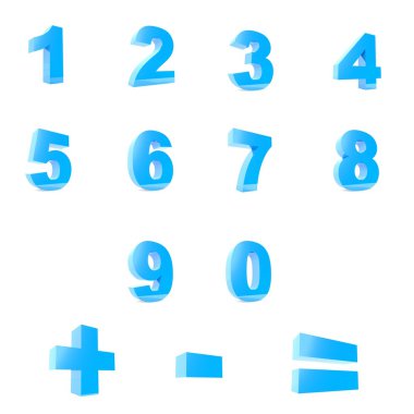 3d numbers set clipart