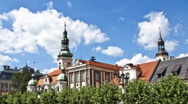 Square with palace, town hall and church clipart