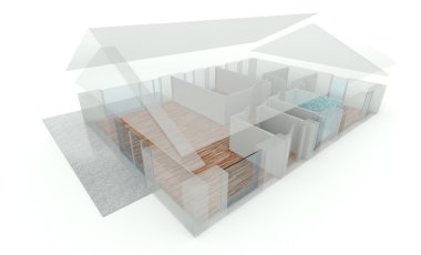 3D render ev planı