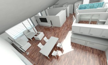 3D render ev planı