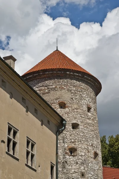 中世の塔と古いお城、pieskowa スカラー — ストック写真