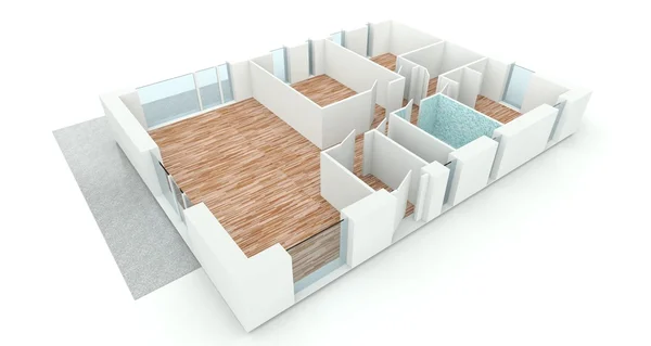 Plano de casa de renderizado 3D — Foto de Stock