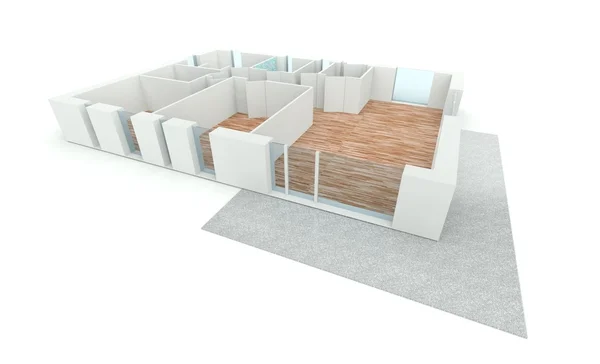 Plan van het huis van de 3D-weergave — Stockfoto