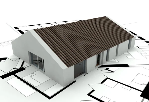 3D vykreslování dům plán — Stock fotografie