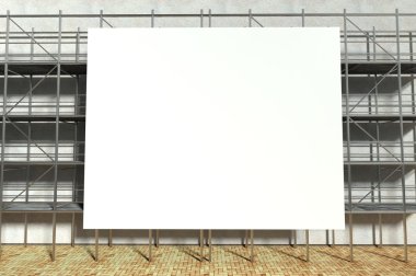 3d scaffolding and blank advertising billboard clipart