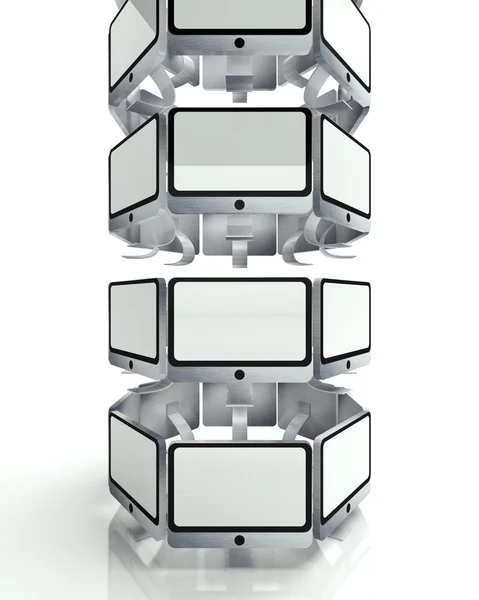 Skärmar tower, globala TV-koncept — Stockfoto