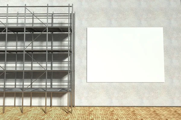 3d scaffolding and blank advertising billboard — Stock Photo, Image