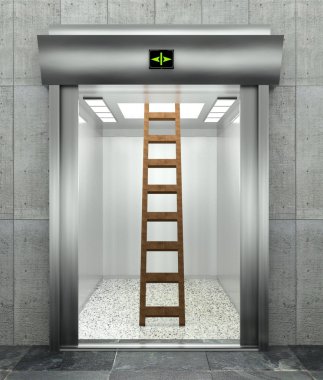 3d modern elevator with ladder clipart