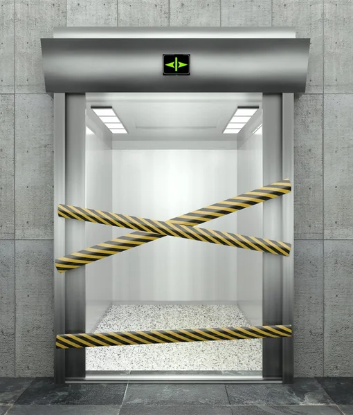3D uzavřené výtah s otevřenými dveřmi — Stock fotografie
