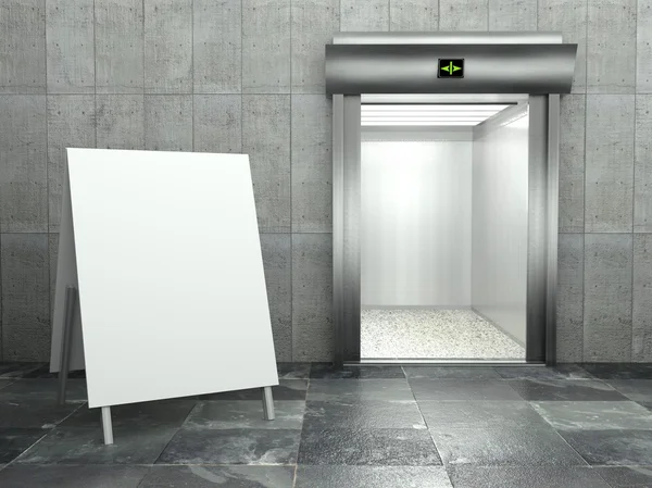 3d moderner Aufzug mit leerem Rahmen — Stockfoto