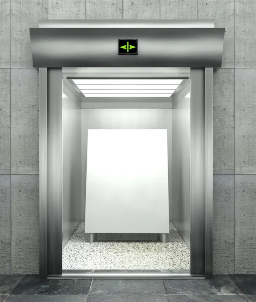3d modern elevator with empty frame — Stock Photo, Image