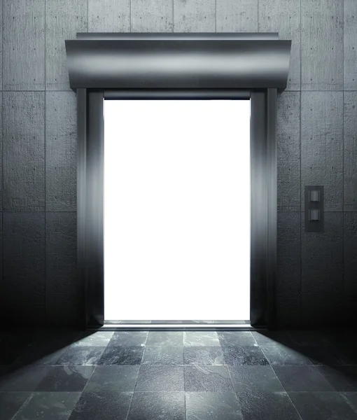 3d modern elevator with empty frame — Stock Photo, Image