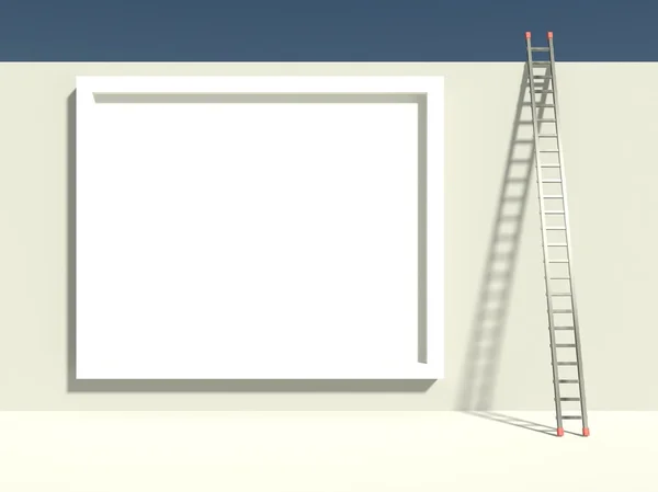 3D лестница успеха с пустым рекламным щитом — стоковое фото