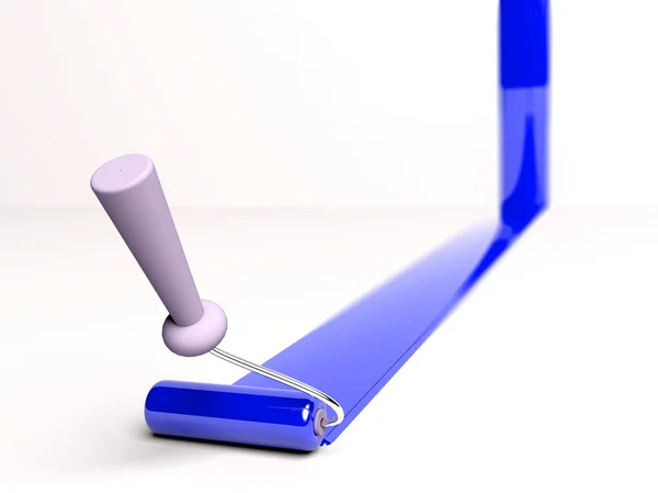 3D roller i farby niebieski pasek — Zdjęcie stockowe