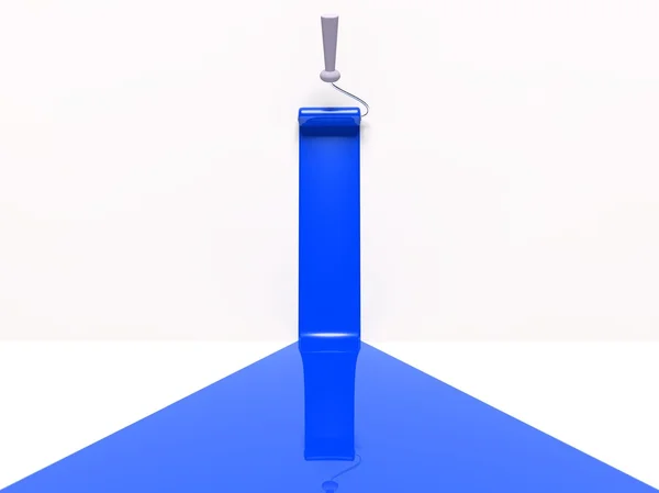 Rolo 3d e listra de tinta azul — Fotografia de Stock