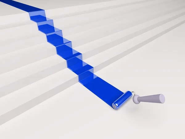 3D-roller en blauwe verf stripe — Stockfoto
