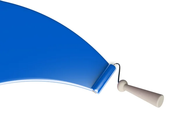 3 d のローラーと青いペンキ ストライプ、コピー領域と背景 — ストック写真