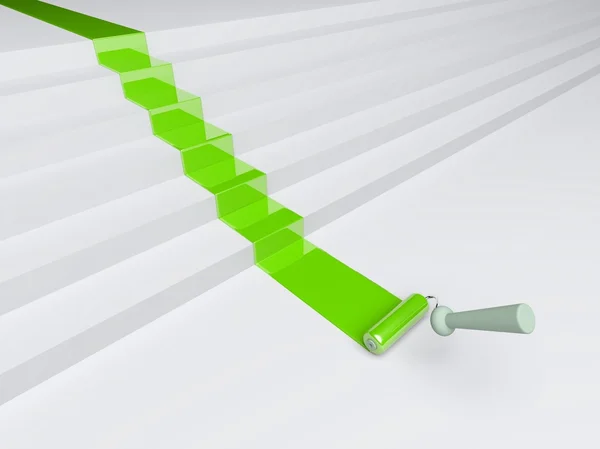 3D-roller en groene verf stripe — Stockfoto