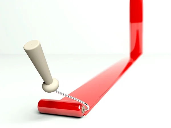 3D-roller en rode verf stripe — Stockfoto