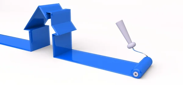 3D roller i niebieskiej farby — Zdjęcie stockowe
